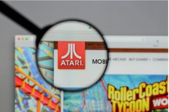 Game maker Atari logo highlighted through handlens I LegalTechMunch