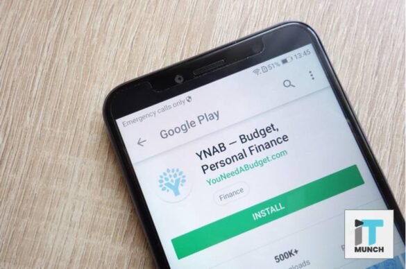Mobile featuring install button of YNAB app on play store I LegalTechMunch