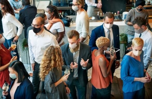 People attending a sports tech event