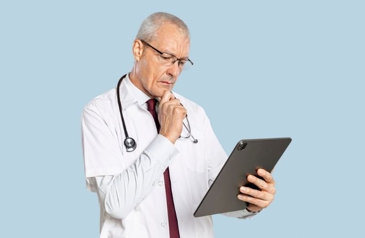 Doctor offering an online consultation