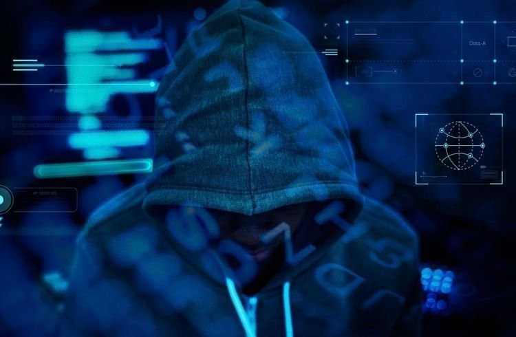 Hacker working in the darkness