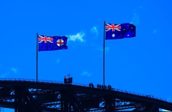 Australian flag hoisted on the Sydney harbour