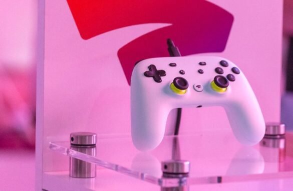 Google Stadia controller on display