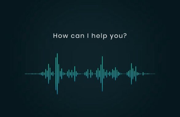 Neon blue glow voice user interface design