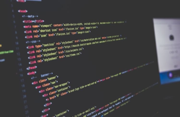 Colorful lines of code on a computer screen.