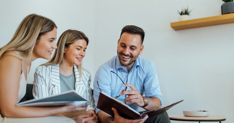 Portrait of a smiling legal team working.